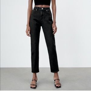 Zara high rise black straight jeans
